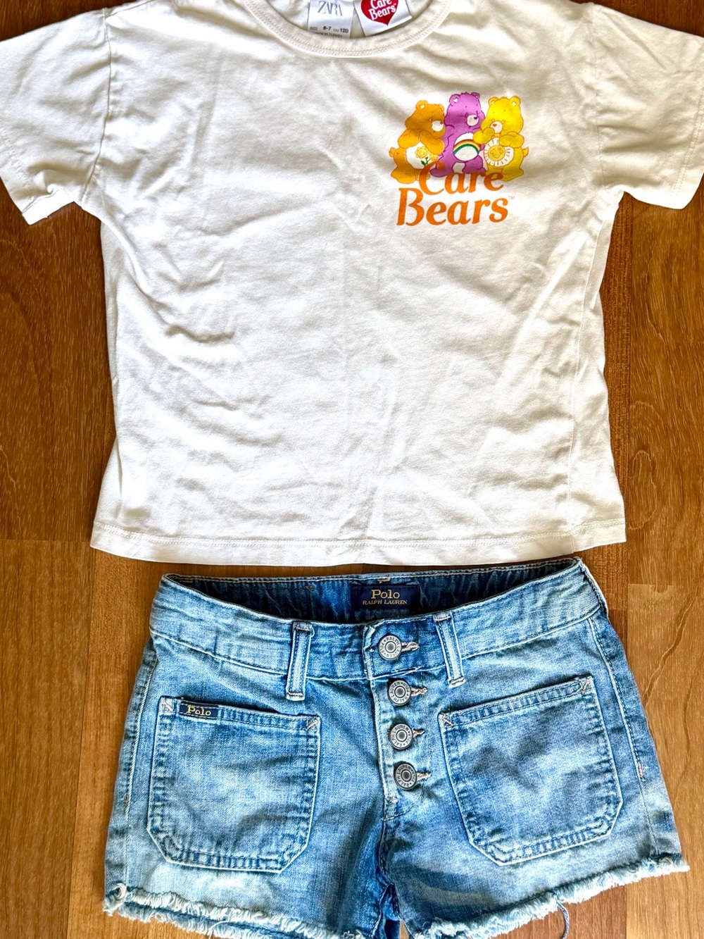 Ralph Lauren Button-Front Girls' Shorts and Zara t-shirt size 6-7